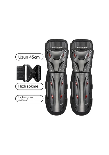 Lokomotif Diz Pedleri Dirsek Rüzgar Geçirmez Sıcak Koruyucu Motosiklet Açık Bacak Pedleri Gri - Siyah