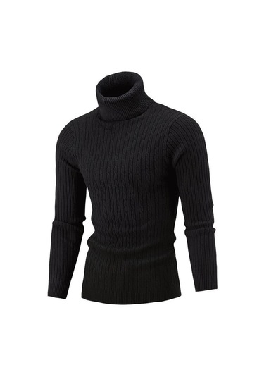 Sonbahar Ve Kış Aylarında Rahat, Düz Renk Erkek Balıkçı Yaka Kazak Bej