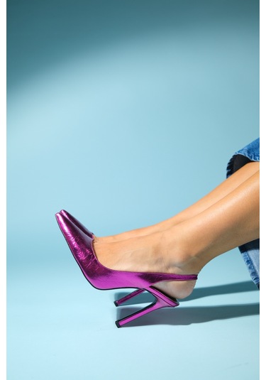 Twine Metalik Fuşya Kadın Topuklu Ayakkabı Fuşya