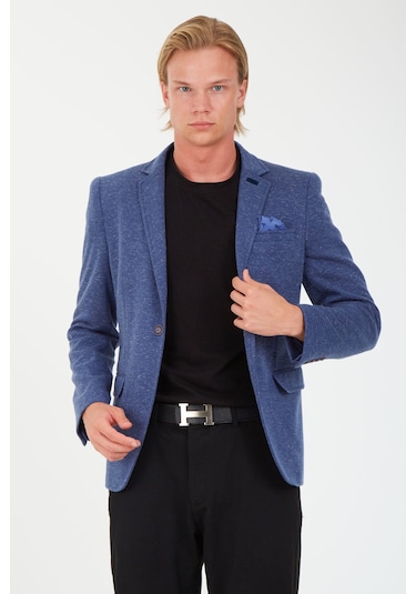 Sposo 5106 Dar Kalıp Yarım Astarlı Lacivert Erkek Blazer Ceket Lacivert