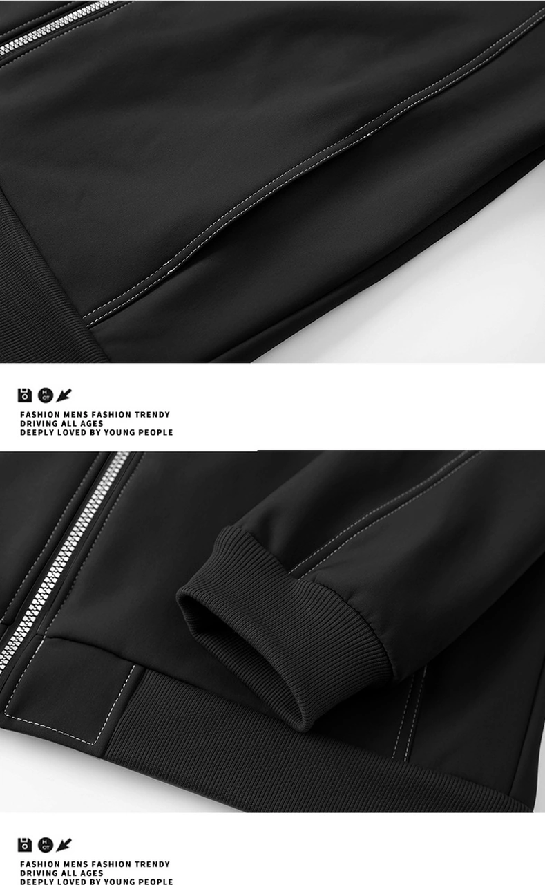 Erkek Ceket Dik Yaka Erkek Günlük Bol Moda Üstler Siyah