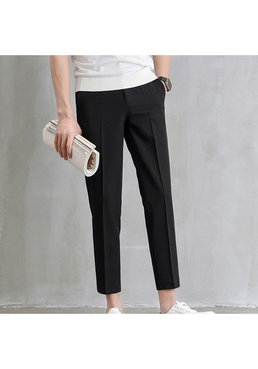 Sones Erkek İnce Siyah Takım Pantolonu Rahat Düz Paça Dokuz Dakika Pantolon Siyah