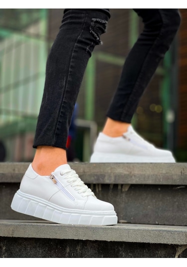 Kb-x155 Kuback Beyaz Cilt Detaylı Beyaz Yüksek Taban Günlük Spor Ayakkabı Beyaz4 Beyaz