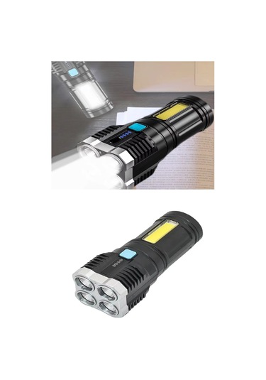 Periboia 4 Fonksiyonlu Led El Feneri Usb Şarjlı Su Geçirmez Lamba Çok Renkli