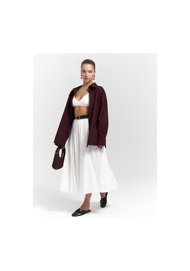 Phoebe Oversize Bordo Gömlek bordo