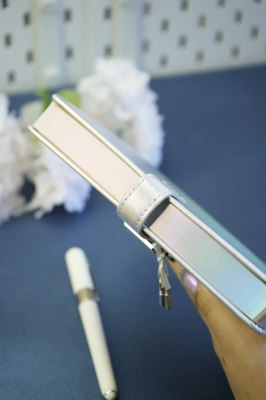 Kilitli Günlük,defter-metalik- Kutulu 13x18 Cm. Hush Hush Gümüş