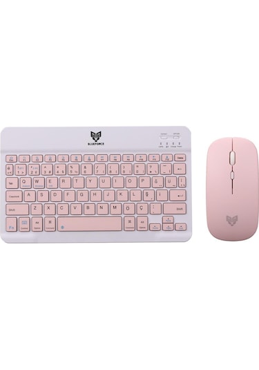 Blueforce Km-33 Wireless Bluetooth Kablosuz Klavye Mouse Set Pembe Optik