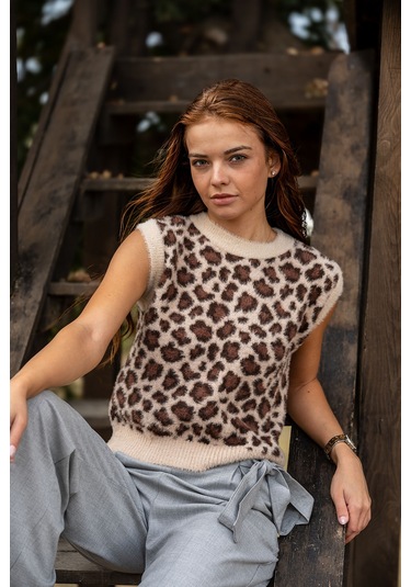 Verdeblanco Leopar Desenli Süveter Leopar Çok Renkli