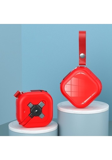 Rogfer 3'ü 1 Arada Usb'den 8 Pin'e Mikro Usb Usb-c / Type-c Cep Telefonu Tutuculu Teleskopik Şarj Kablosu Kırmızı