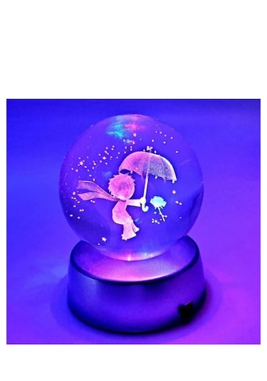 Mobgift Küçük Prens Plastik Altlıklı Işıklı Cam Küre Renkli