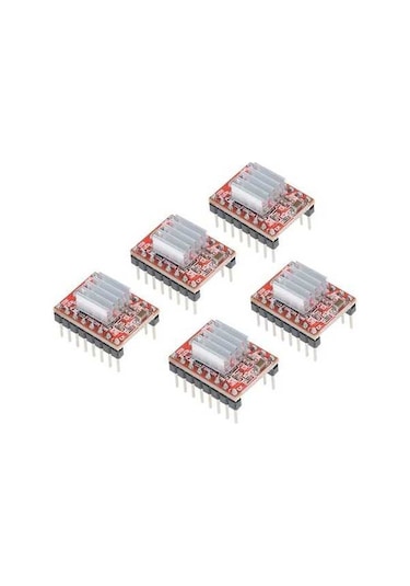 Moly 5 Adet 3d Yazıcı A4988 Adım Motor Sürücü Modülü Soğutucu Kırmızı