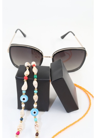 Tasarım Nazar Boncuklu Deniz Kabuklu Gözlük Zinciri. Gözlük İpi. Gözlük İpi Askısı. Gözlük Zinciri. Çok Renkli