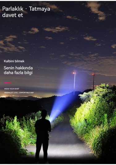 Jian Fan Dışa Mekan Dört Işık Led Çok Fonksiyonlu El Feneri Siyah