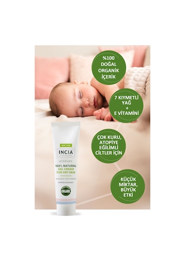 INCIA %100 Doğal Atopiğe Eğilimli Ciltler İçin Jel Krem Çok Kuru Ciltler İçin Yalancı İğde Yağı 60 ml