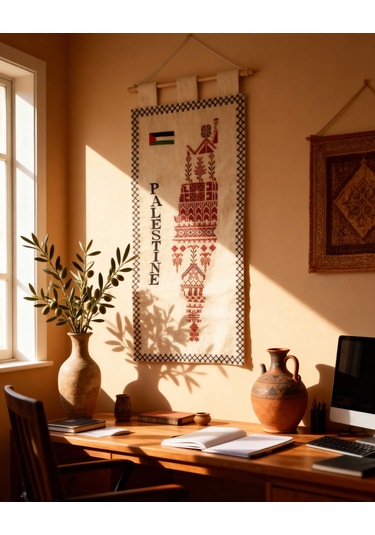 Filistin Nakışlı Kumaş Duvar Panosu 31x71 Cm Dekor