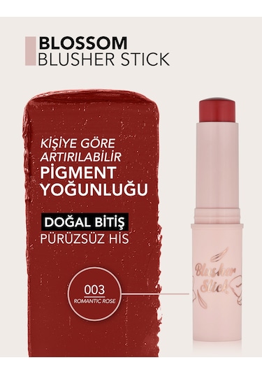 Flormar Blossom Hafif Yapılı & Doğal Bitişli Kat Kat Uygulanabilir Stick Allık 003 Romantıc Rose