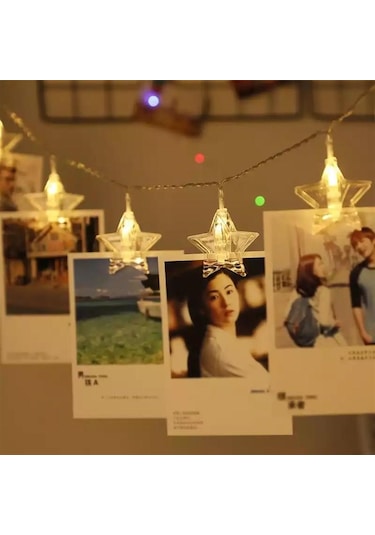 Hdmarketim Yıldız Mandal Led Pilli Şerit Lamba Işık (2 Metre)