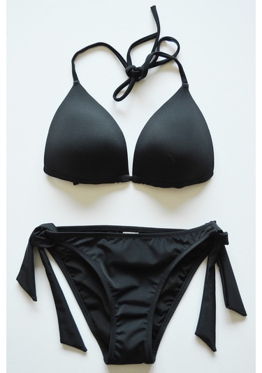 Beria Kadın Üçgen Yarım Dolgulu Siyah Bikini Takımı Siyah