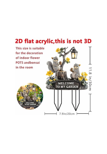 Sincap Dekoratif Bahçe Kazığı 2d Bahçe İşareti Avlu Yolu Arka Bahçeçoklu