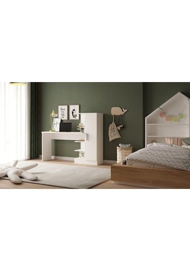 Robinhome Robin Home Arthur Kitaplıklı Çalışma Masası Beyaz