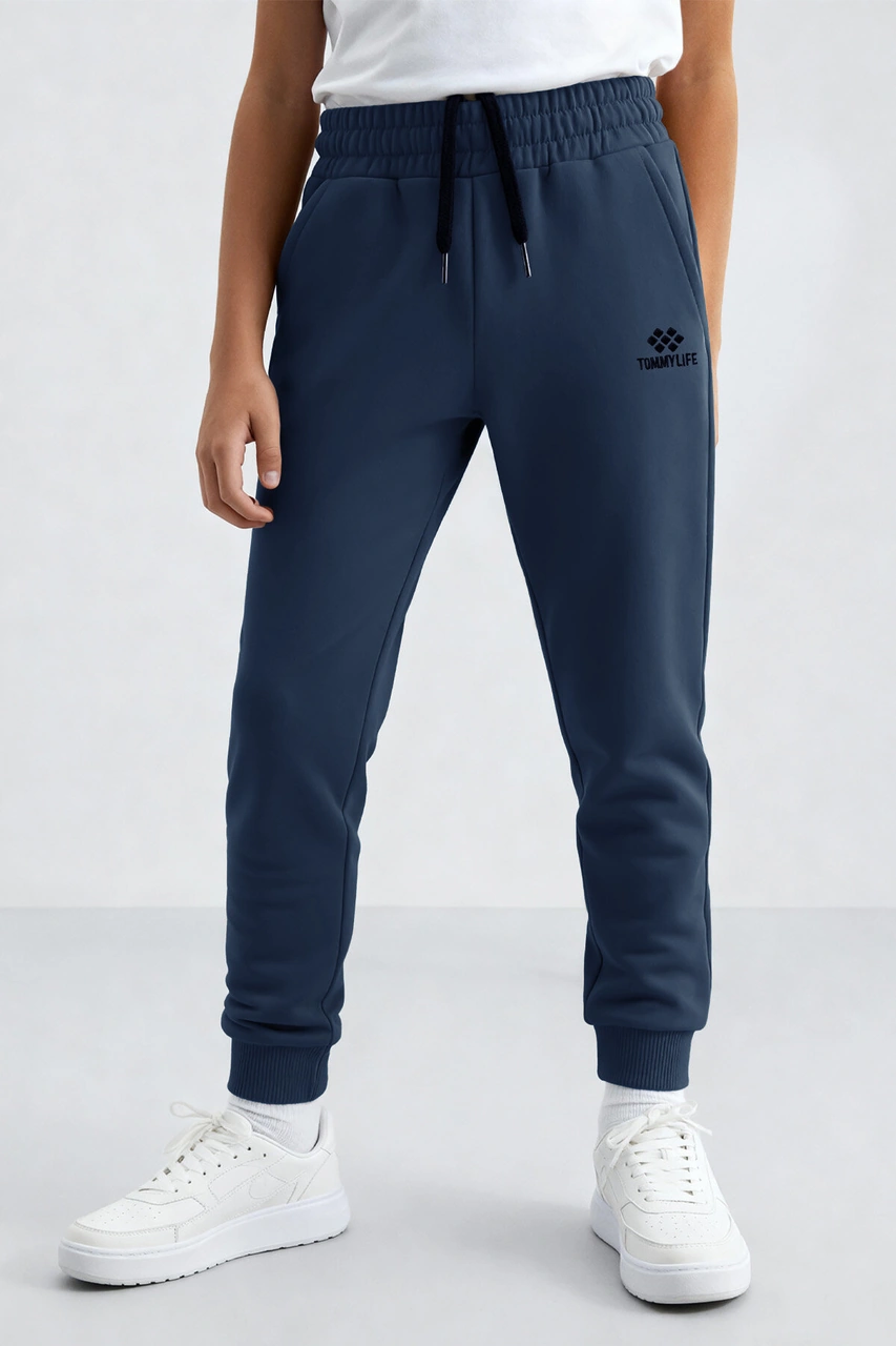 İndigo Standart Fit Manşetli İnce Erkek Çocuk Eşofman Alt - 11062 Indigo