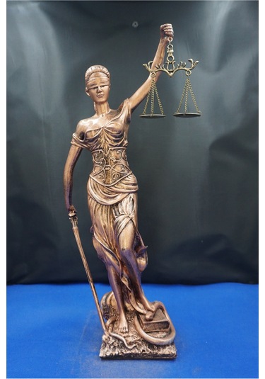 Themis Adalet Tanrıçası Heykeli 44 Cm Dekoratif Biblo, Ev & Ofis Aksesuarı Bakır