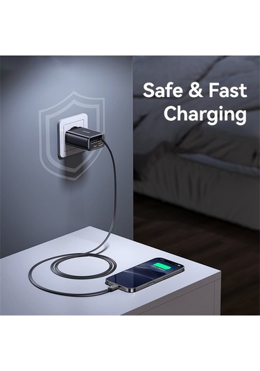 Tongxida Usams Cc296 30w Hızlı Şarj Cihazı Ab Tak Telefon Adaptörü, Tip-c Geri Çekilebilir Kablo Siyah Siyah