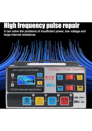 Ab Tak Yüksek Frekans Darbe Onarım Suv Kamyon Tekne Motosiklet Tam Otomatik Araç Akü Şarj Cihazı 12 V/24 V 220 W Yüksek Güç