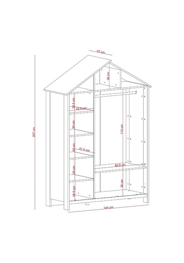 Meltem Kids Cozy Pembe Çocuk Odası Üç Kapılı Dolap