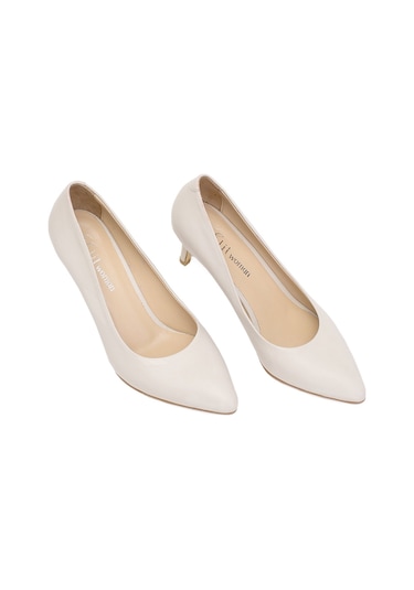 Elit Selestia Kadın Hakiki Deri Stiletto Bej Bej