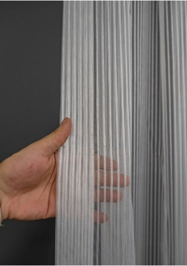 Tül Perde Mürdüm Etek Ucu Papatya Desenli Renk Geçişli 3 Kat Pileli Tül Perde BEYAZ