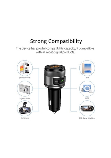 C57 Qc3.0 Kablosuz Fm Verici Hızlı Araç Şarj Cihazı Bluetooth 5.0 Eller Serbest Araç Modülatör Usb Flash Bellek Mp3 Çalar