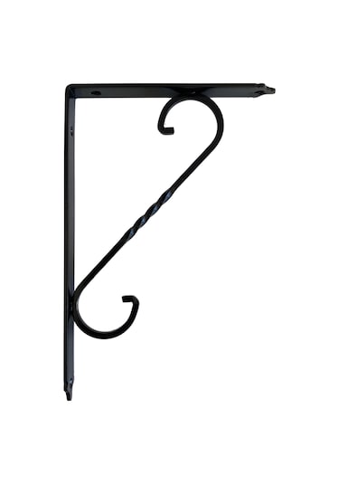 Raf Altı Ferforje Demir Tutucu L Raf Demiri Duvar Sabitleyici Metal Siyah 3 Adet 23cm X 15cm Siyah