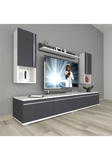 Decoraktiv Eko 5200ta Mdf Tv Ünitesi Tv Sehpası Beyaz - Antrasit