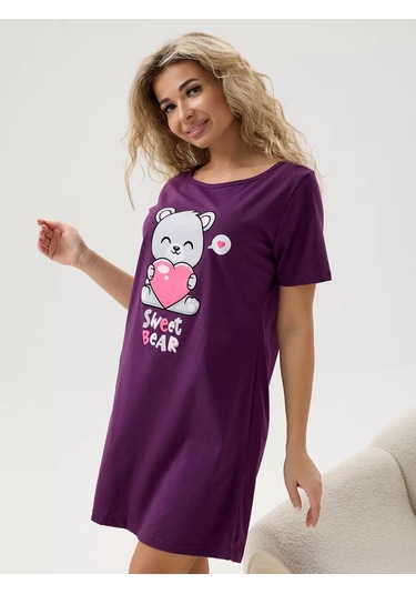 Rusteks Mg Pamuklu Geceleri Gömlek 191300637 Patlıcan Rengi