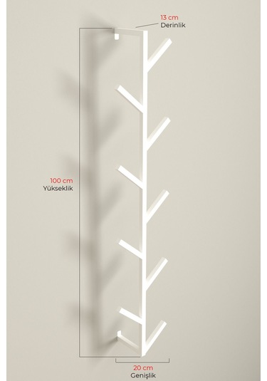 Aju 9 Kollu Antre Hol Metal Askılık - Çanta Şal Mont Havlu Bornoz Çok Amaçlı Fidan Askılığı - Beyaz Beyaz