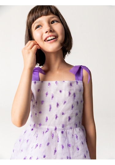 Sheshe Mor Askılı Ve Benekli Jakar Kız Çocuk Elbise Renkli