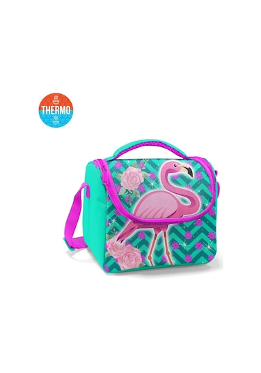 Coral High Kids Su Yeşili Pembe Flamingo Desenli Thermo Beslenme Çantası 11835