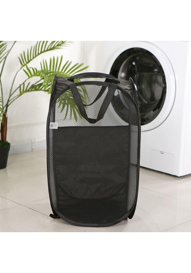 Suntek Banyo Yurdu Ev Için Çamaşır Sepeti Polyester Siyah