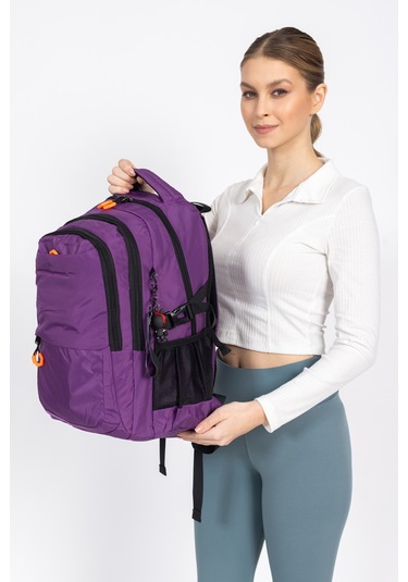 Fermuarlı Geniş Bölmeli Spor & Okul Sırt Çantası Hafif, Ergonomik Ve Dayanıklı Tasarım - Mor Mor