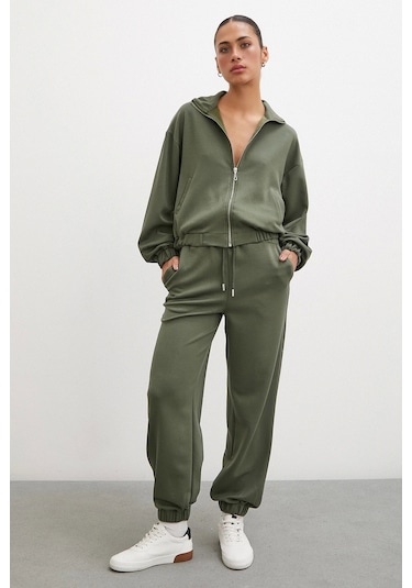 Never More Fermuarlı Sweatshirt Haki