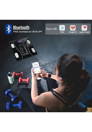 Akıllı Kablosuz Dijital Banyo Ve Vücut Yağ Ağırlık Ölçeği Vücut Kompozisyonu Analizörü Bluetoothlu Tartı