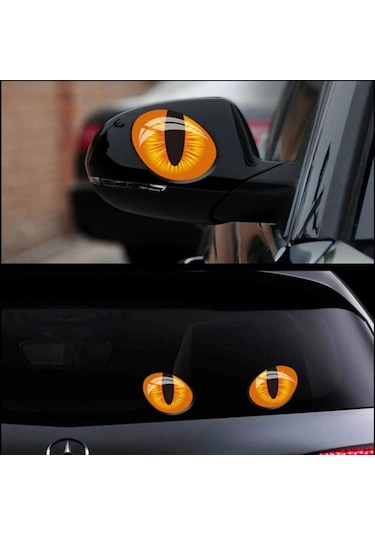Oto Sticker Kedi Gözü 3D Arma Araba Logo Sağ - Sol 2 Adet (425370157)