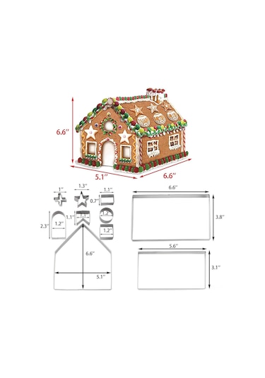 Maiyame 10 Parça Gıda Grubu Paslanmaz Çelik Zencefil Ev Kurabiye Kesici Seti - 3d Ev Dıy Yapımı, Çocuklar İçin Eğlenceli Dekor Aracı Gümüş