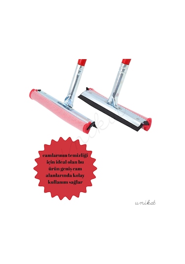 Teleskopik Saplı Cam Yıkama Temizleme Fırçası Sünger İle Silikon Çekçek 1 Adet