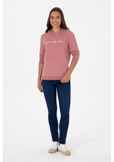 U.S. Polo Assn. Kadın Gül Kurusu Kapüşonlu Sweatshırt 50313559-VR221