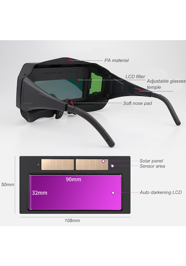 Güneş Enerjili Otomatik Kararan Kaynak Gözlükleri Kaynak Güvenlik Koruyucu Gözlükler Kaynakçı