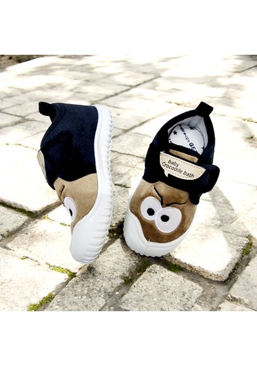 Yumuşacık Cırtlı Ortopedik Eğlenceli Göz Kreş,anaokuku,ev Pandufu Taba - Siyah