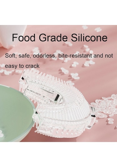 Sones S8 2 Adet Çocuk Karikatür Hayvan Manuel U Şeklinde Silikon Diş Fırçası 2-12 Yaş Arası Pembe Kurbağa