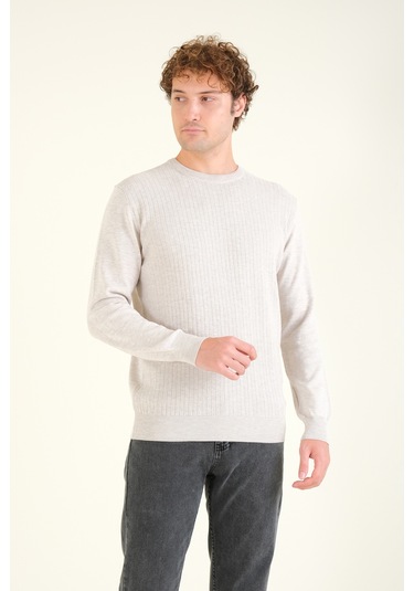 Giyim Dünyası Erkek Desenli Sıfır Yaka Kazak Taş 001